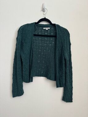 American Eagle Outfitters Dark Green Open-Front Knit Cardigan
